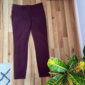 Maroon Loft Skinny Ankle Pants